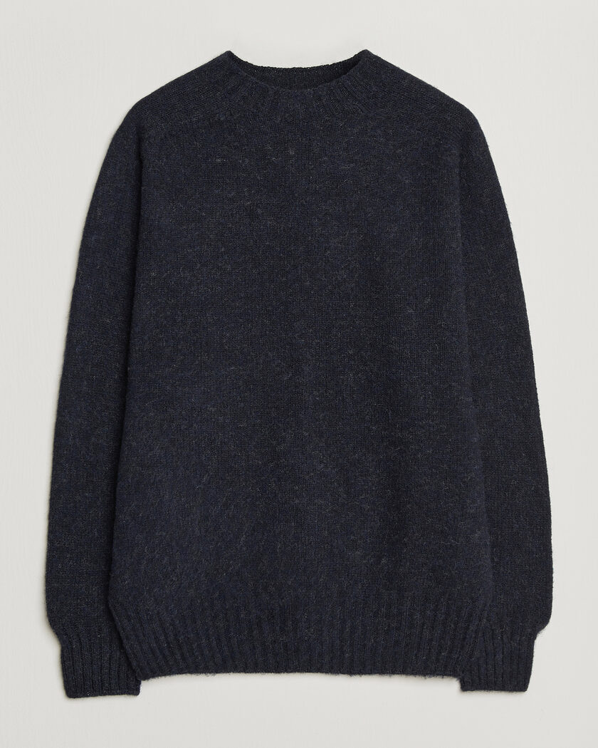 Sunspel Brushed Shetland Crew Neck Dark Navy – Bleu