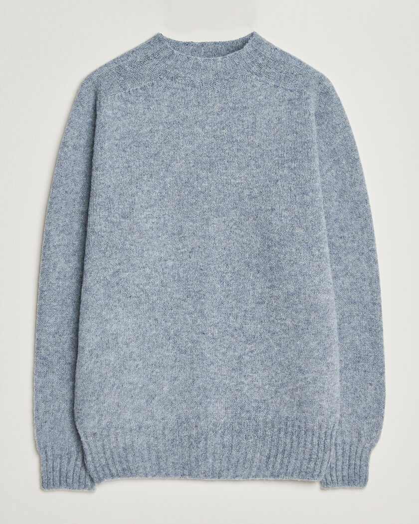 Sunspel Brushed Shetland Crew Neck Powder Blue – Bleu