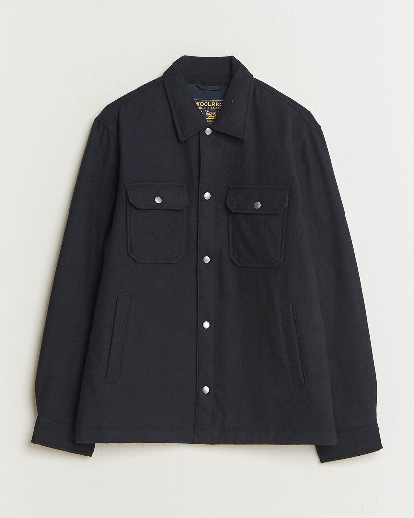 Woolrich Alaskan Wool Light Padded Shirt Jacket Melton Blue – Bleu