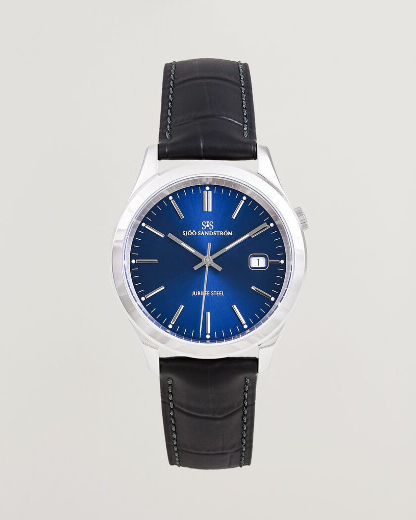 Sjöö Sandström Jubilee Steel Quartz 40mm Black Calf Blue Dial – Bleu