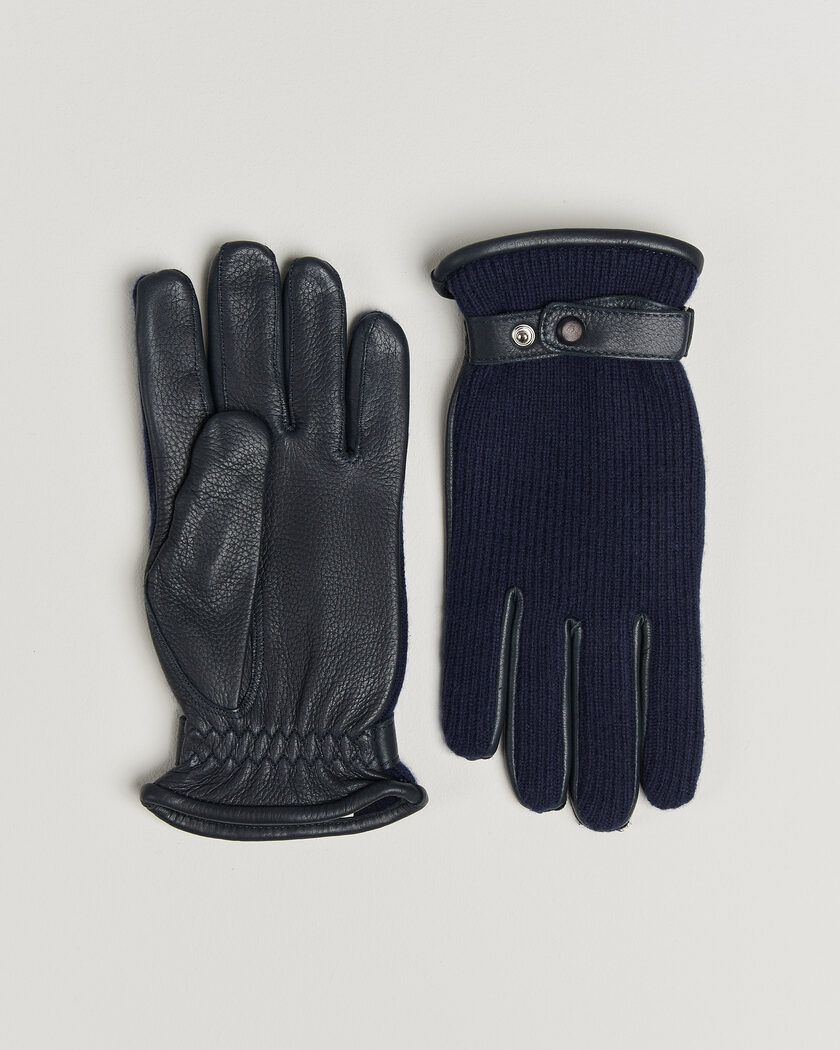 Hestra Christopher Cashmere/Elkskin Glove  Navy – Bleu