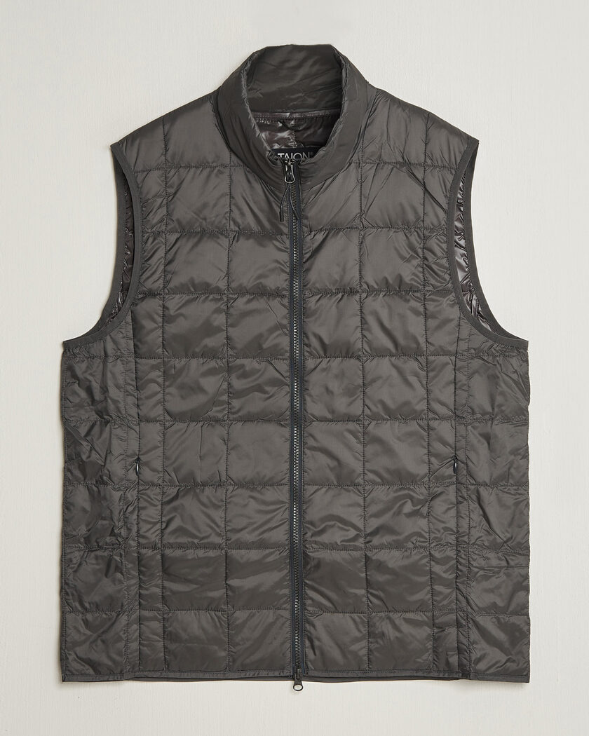 TAION High Neck Full Zip Lightweight Down Vest Dark Grey – Gris