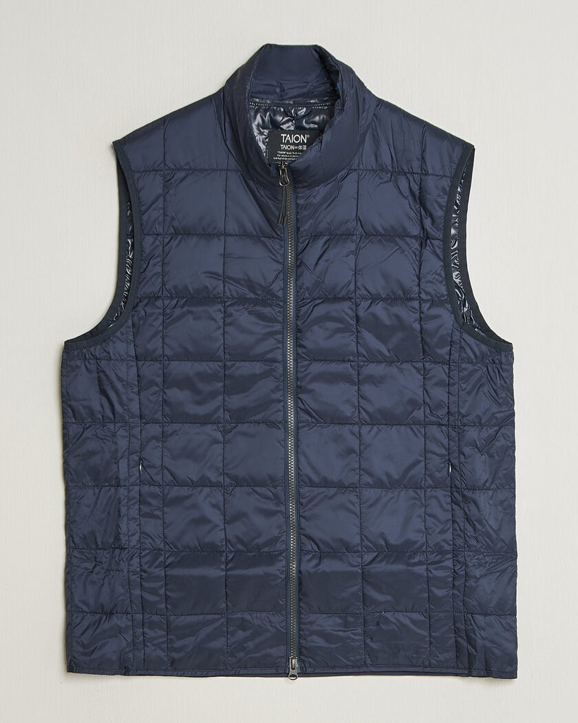 TAION High Neck Full Zip Lightweight Down Vest Dark Navy – Bleu