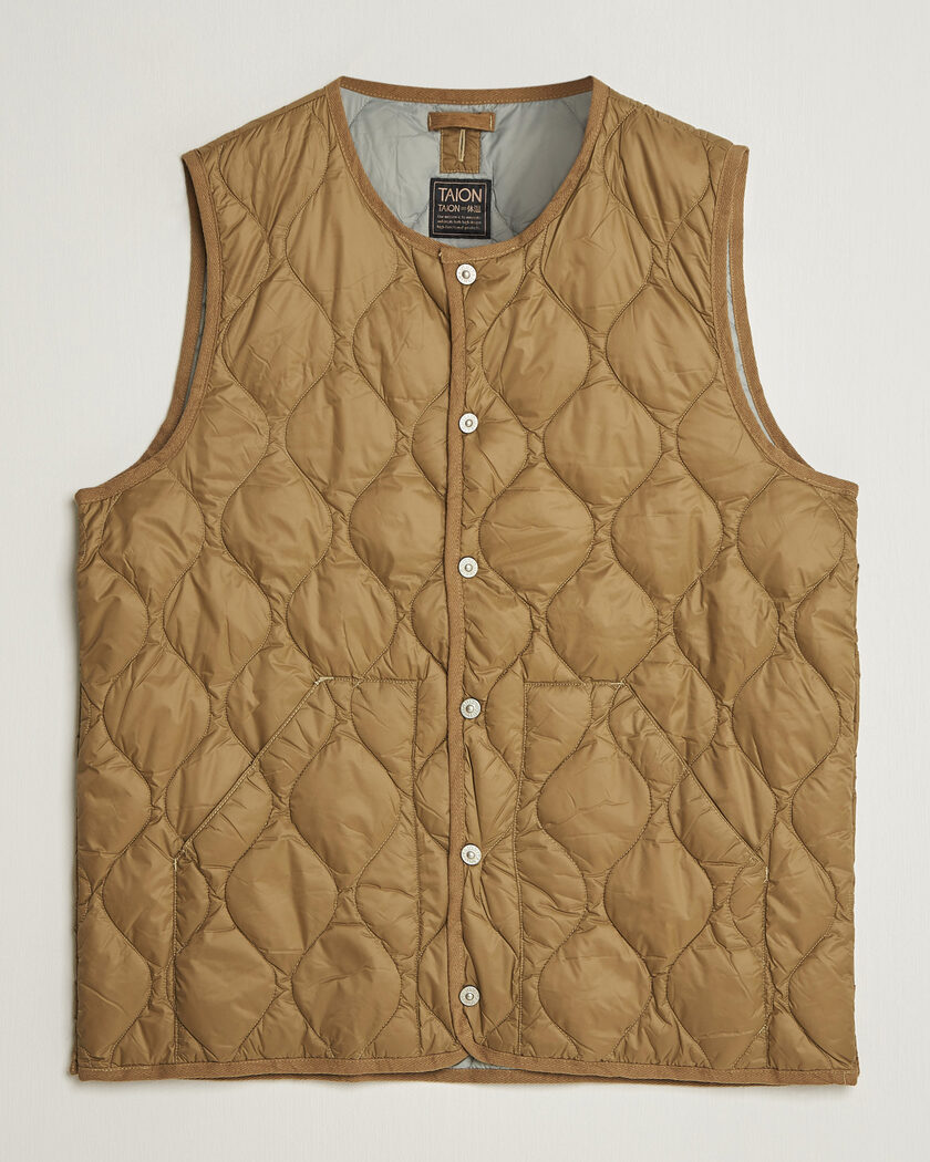 TAION Military Crew Neck Down Vest Dark Khaki Olive – Vert