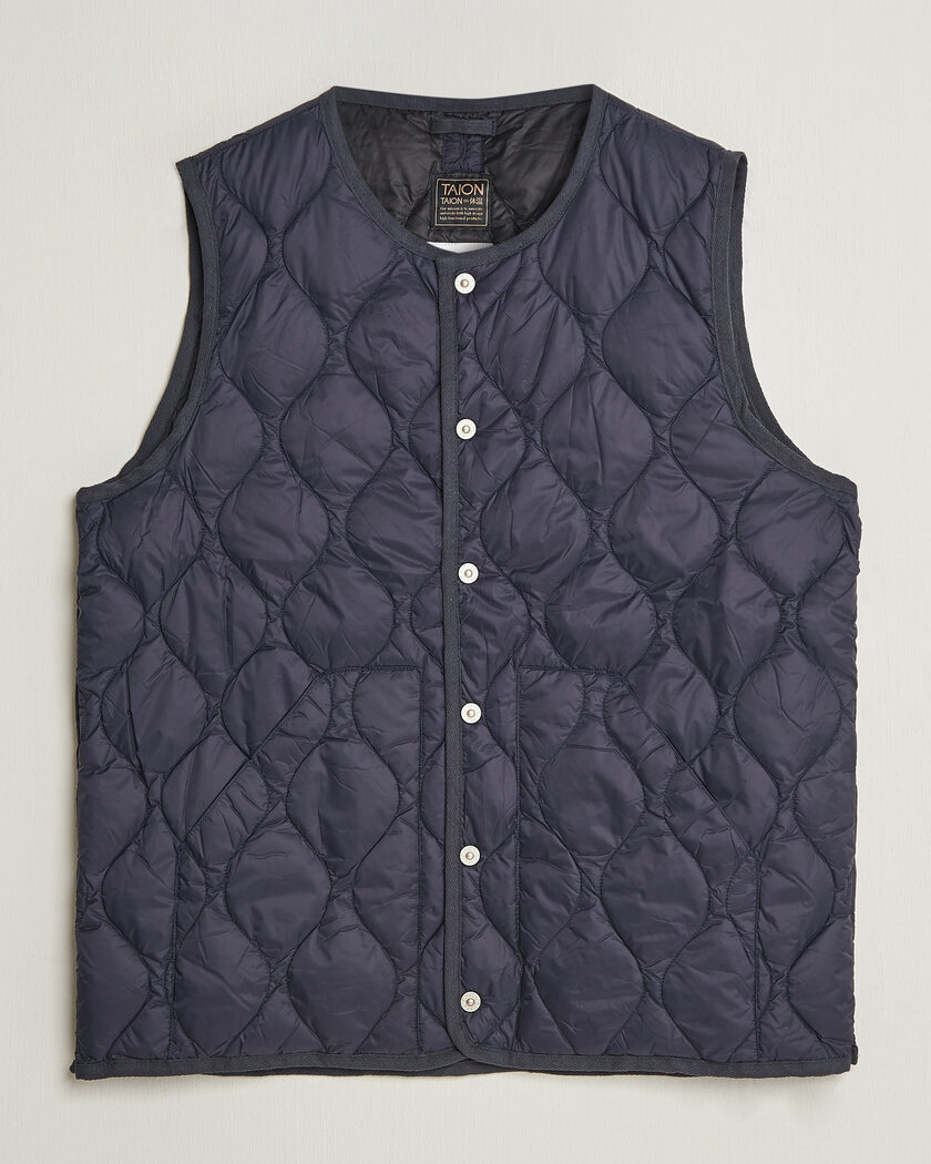TAION Military Crew Neck Down Vest Dark Navy – Bleu