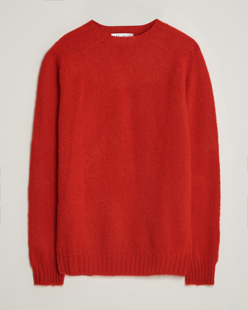 Harley Of Scotland Brushed Supersoft Lambswool Crewneck Cardinal – Rouge