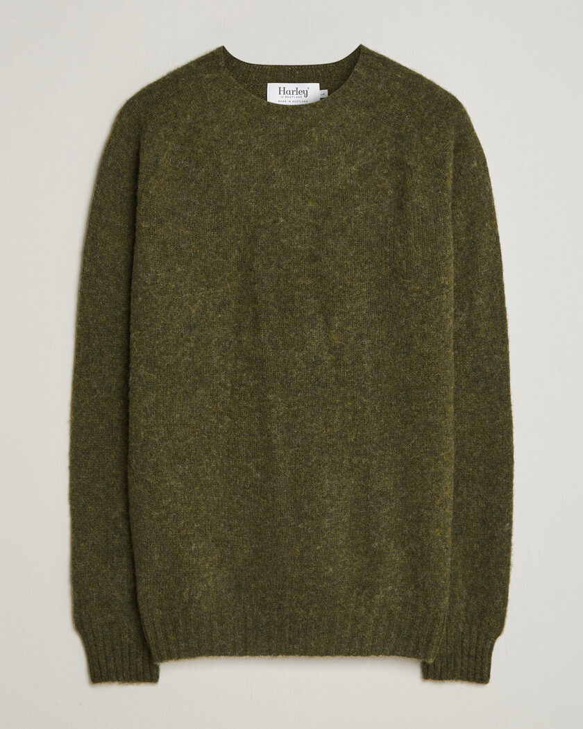 Harley Of Scotland Brushed Supersoft Lambswool Crewneck Scots Pine – Vert