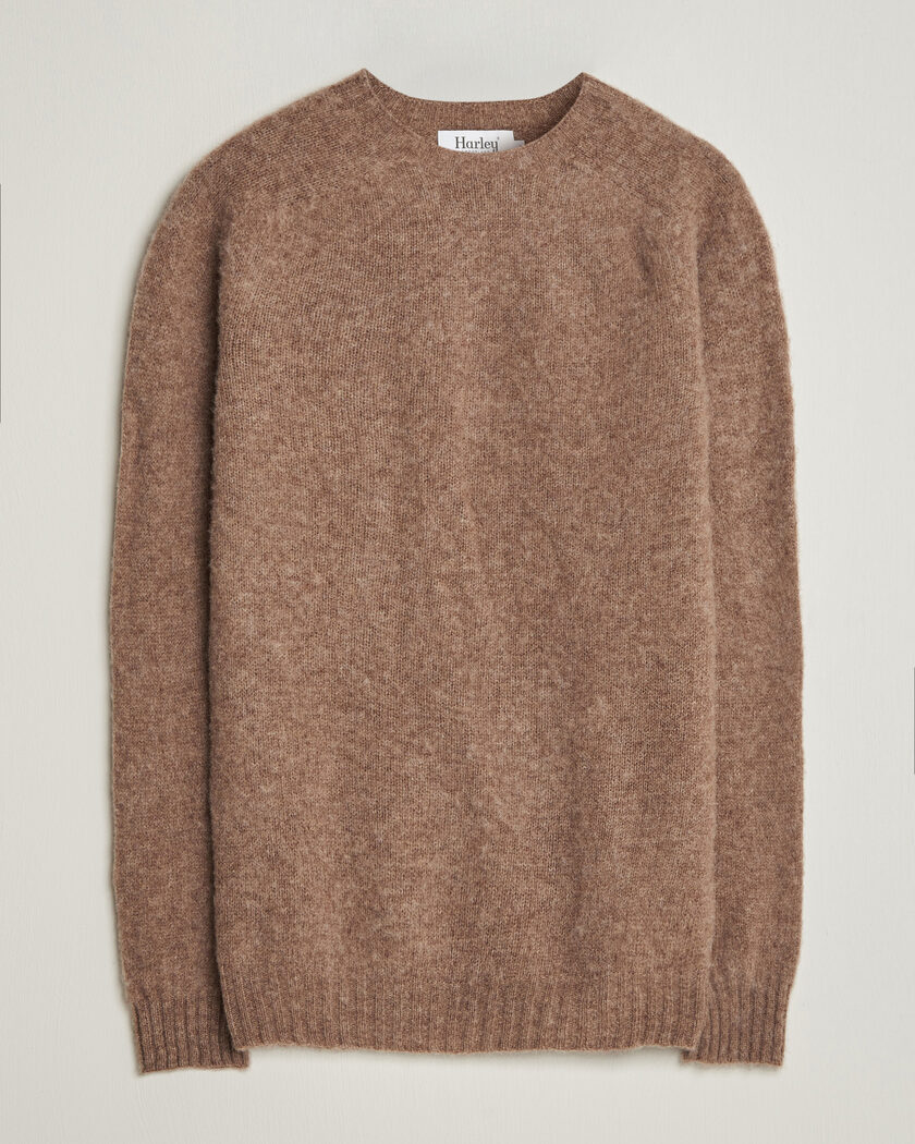  Harley Of Scotland Brushed Supersoft Lambswool Crewneck Tundra – Marron