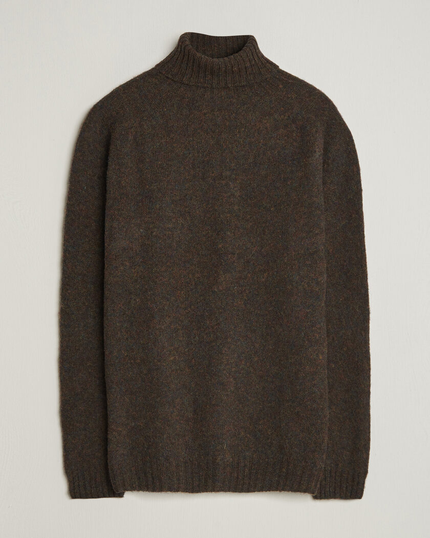 Harley Of Scotland Brushed Supersoft Lambswool Rollneck Carob – Marron