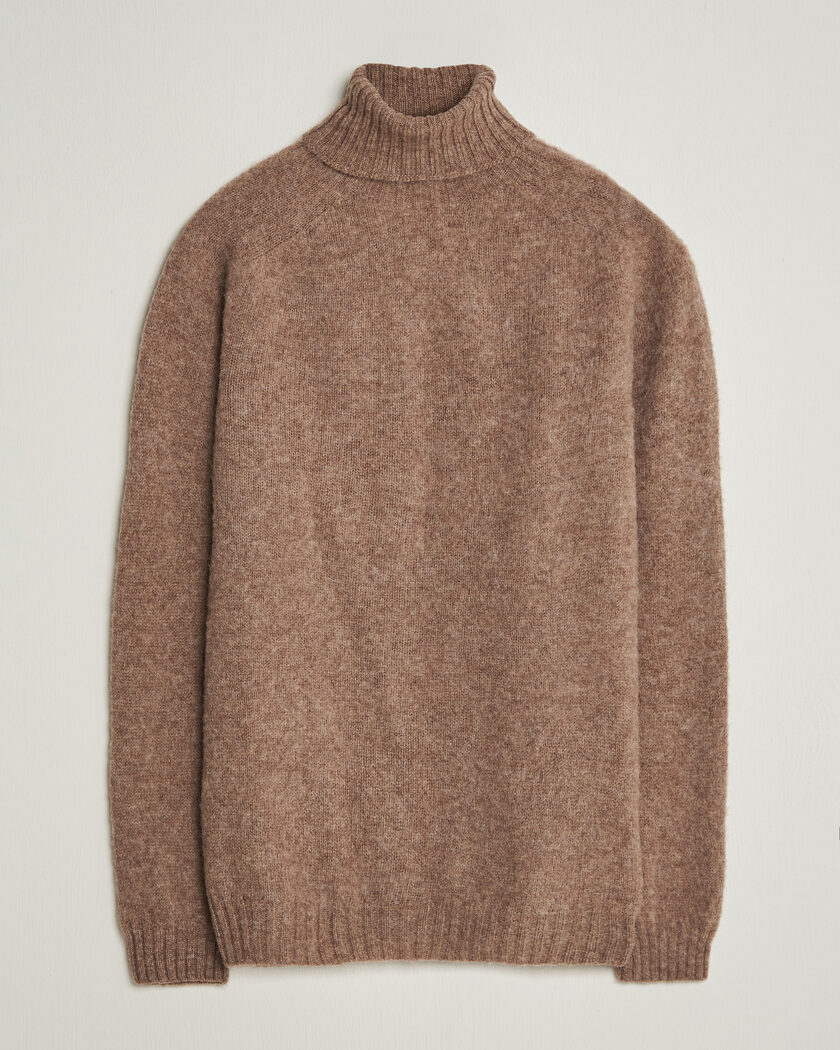 Harley Of Scotland Brushed Supersoft Lambswool Rollneck Tundra – Marron