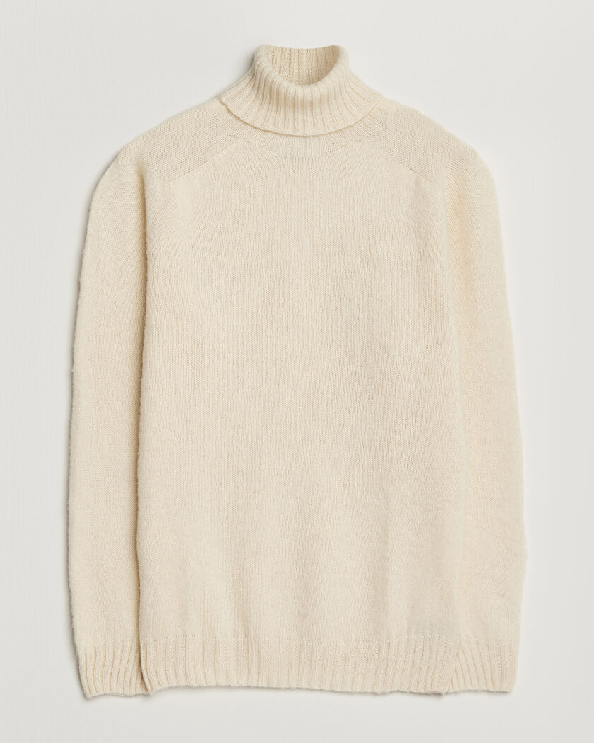 Harley Of Scotland Brushed Supersoft Lambswool Rollneck Vanilla – Blanc