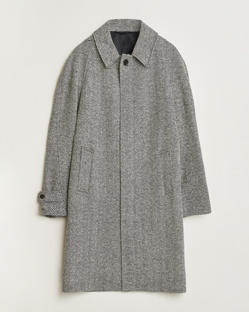Lardini Wool Herringbone Raglan Coat Dark Grey – Gris