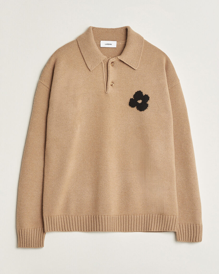 Lardini Knitted Wool/Cashmere Polo Brown – Marron