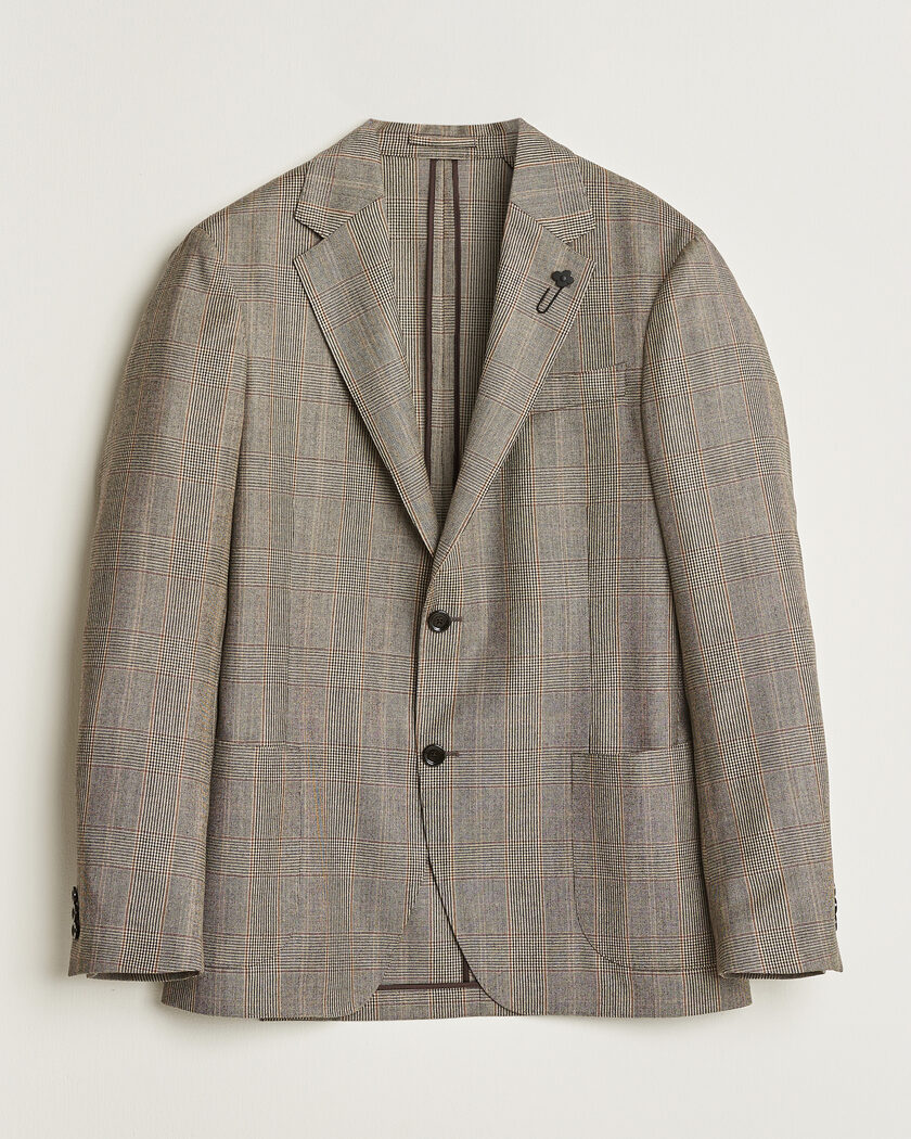 Lardini Wool Prince of Wales Check Blazer Brown – Marron