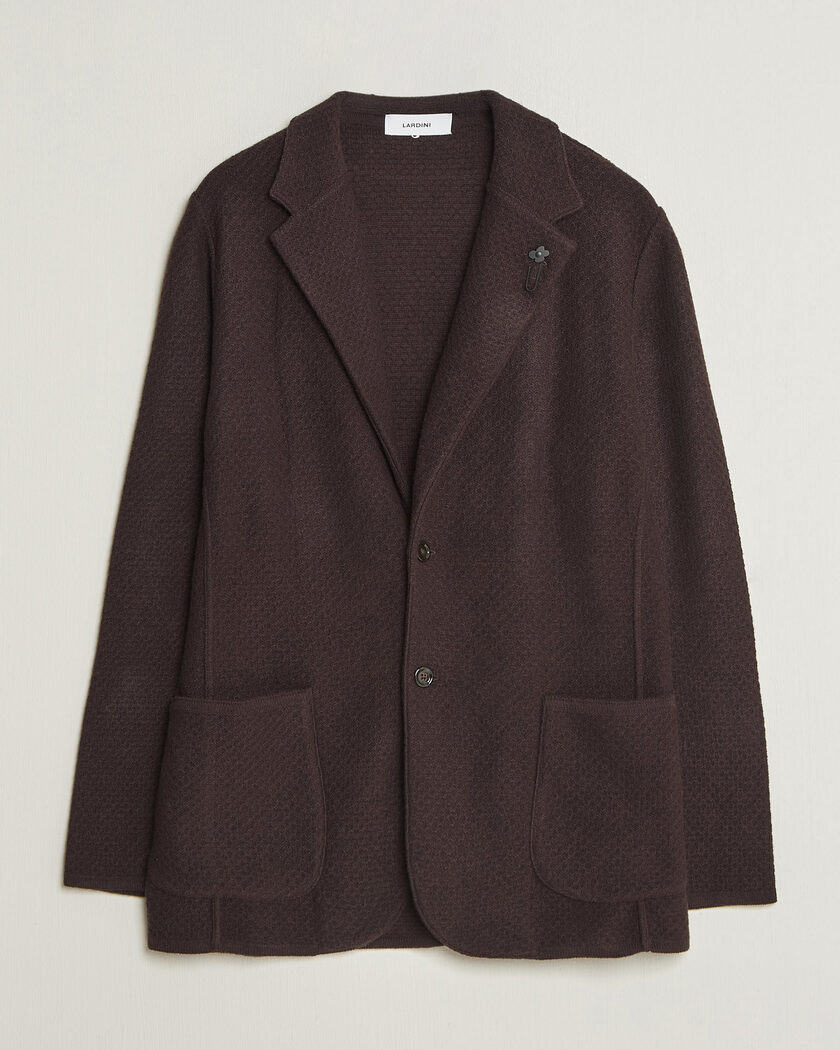 Lardini Knitted Structure Wool/Cashmere Blazer Brown – Marron
