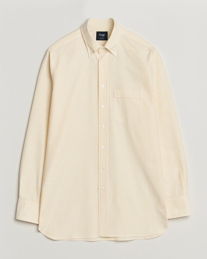 Drake's Striped Button Down Oxford Shirt Yellow – Jaune