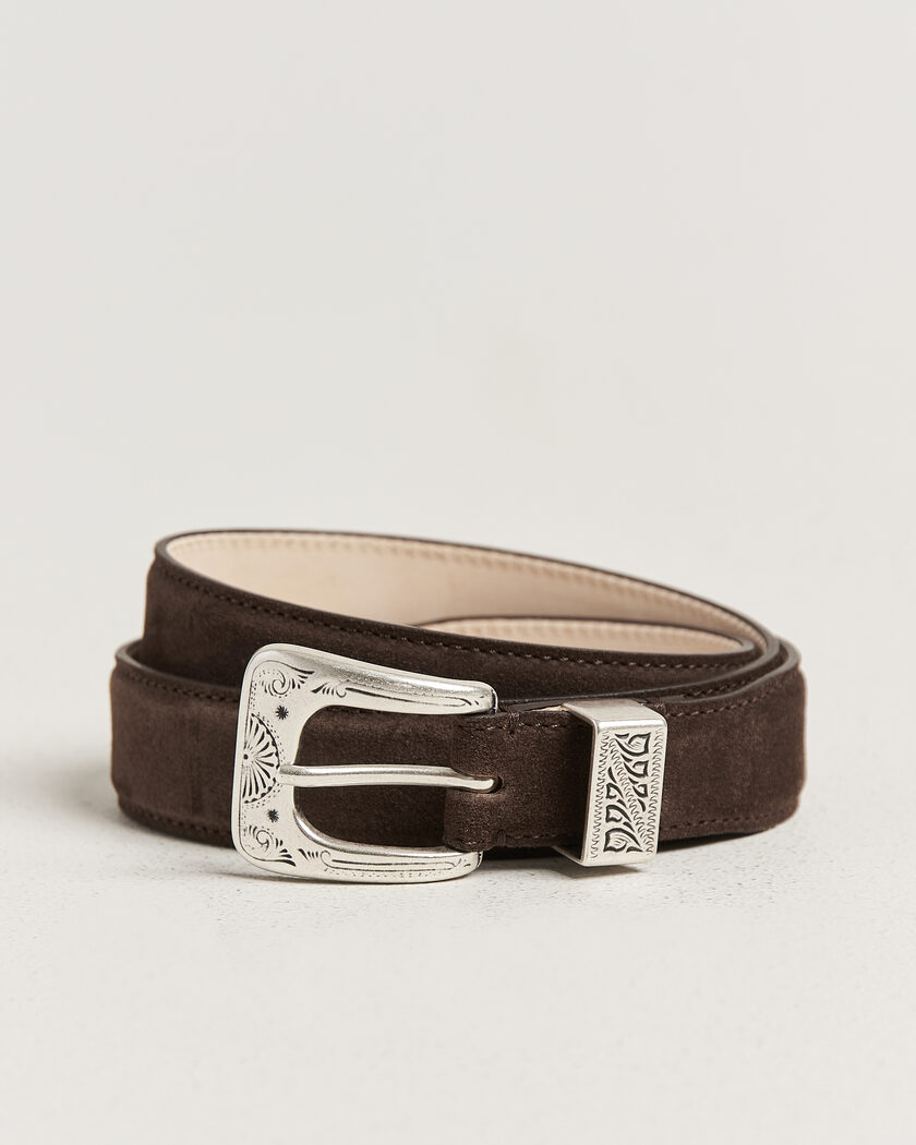 Drake's Suede Western Belt Dark Brown – Marron