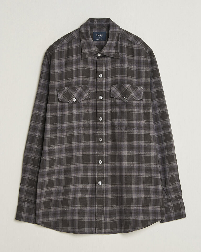 Drake's Cotton/Silk Two Pocket Shirt Grey – Gris