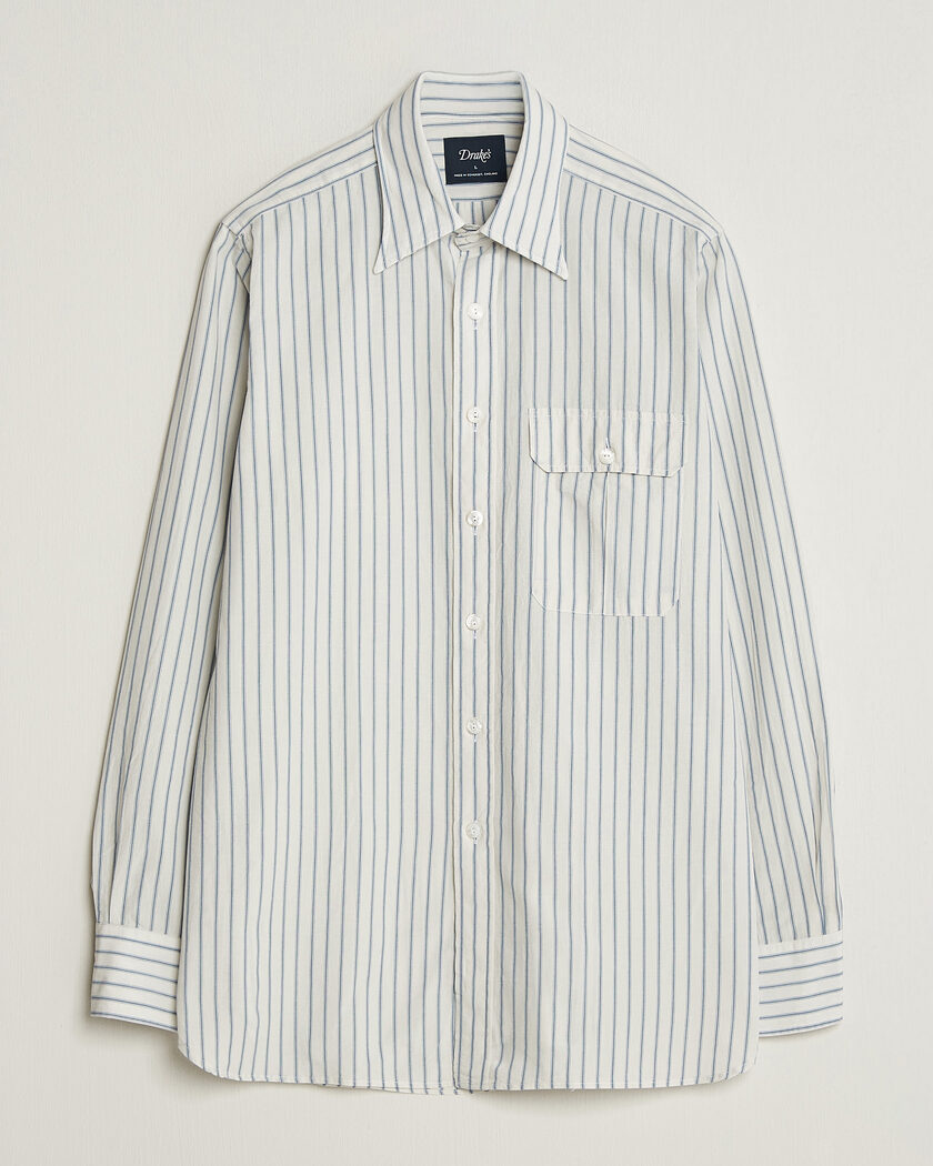 Drake's One Pocket Halo Stripe Shirt White – Blanc