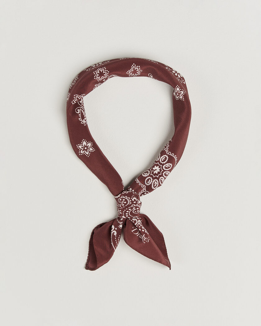Drake's Traditional Silk Bandana Burgundy – Rouge