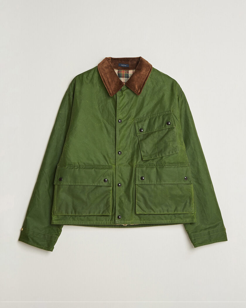 Drake's Waxed Wader Jacket Lemongrass – Vert