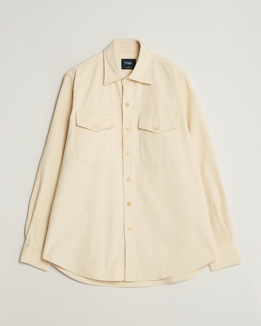 Drake's Two Pocket Corduroy Shirt Ecru – Blanc