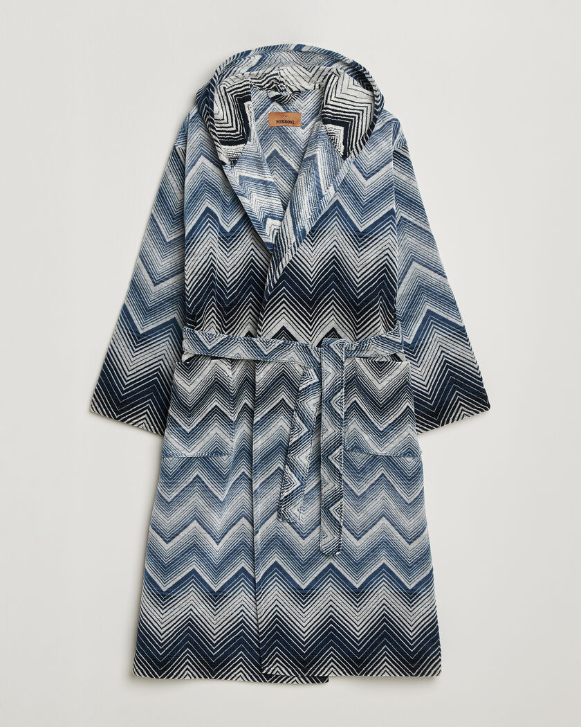  Missoni Home Marea Hooded Bathrobe Multi Blue – Bleu