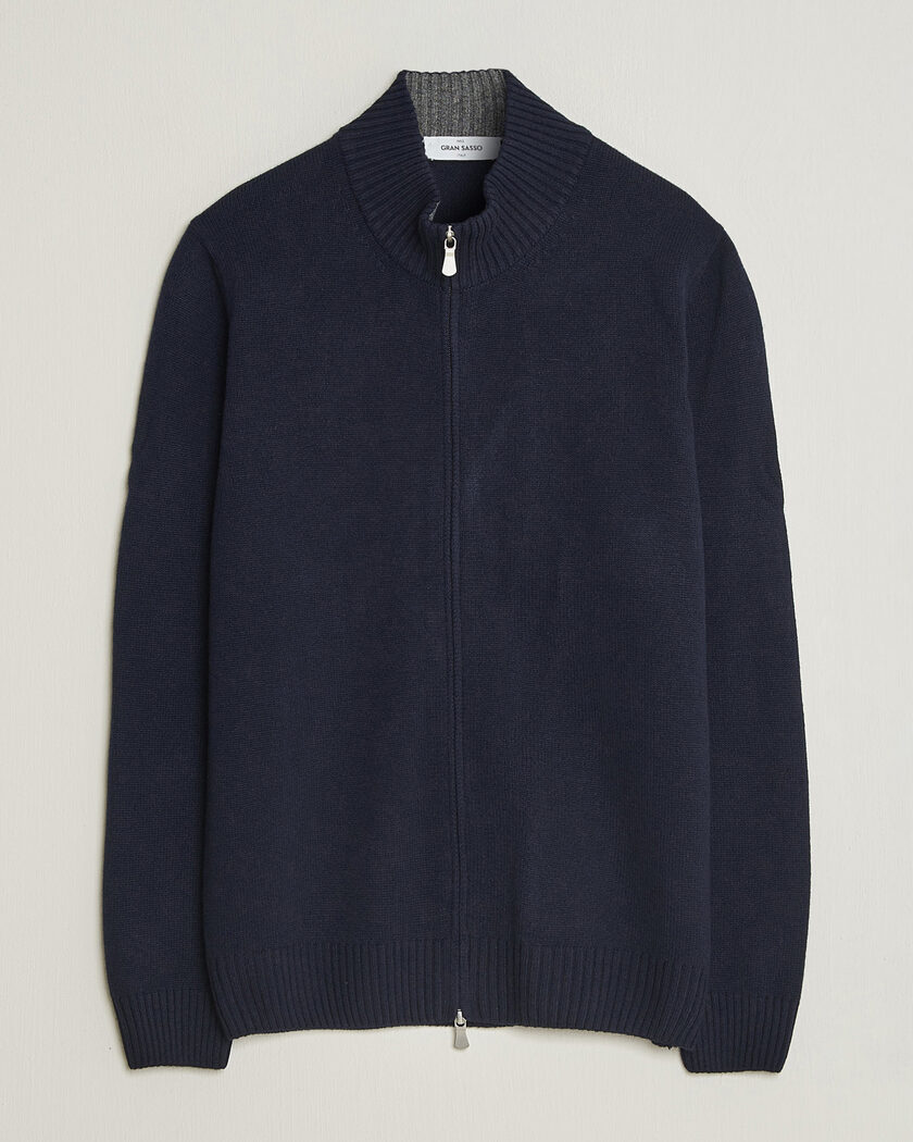 Gran Sasso Wool/Cashmere Full Zip Navy – Bleu