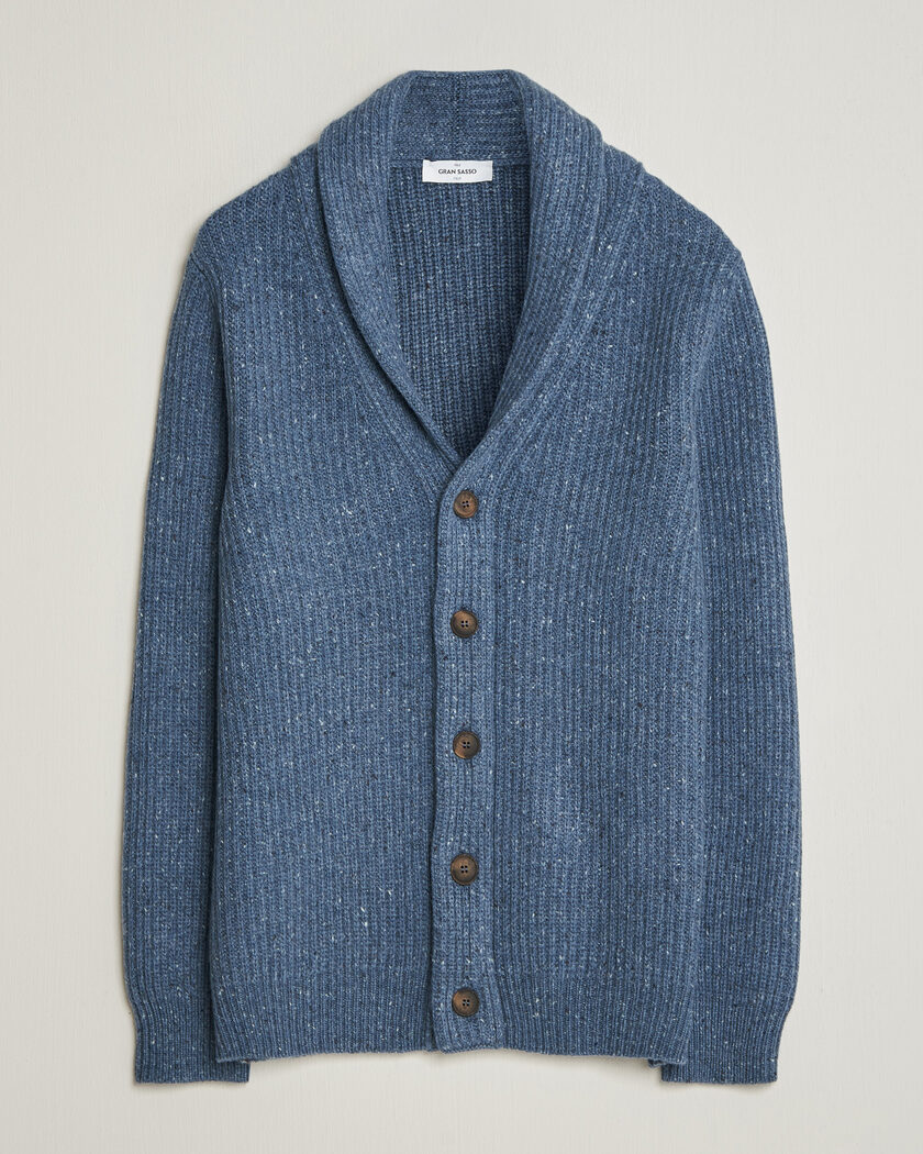 Gran Sasso Wool/Cashmere Donegal Cardigan Blue – Bleu
