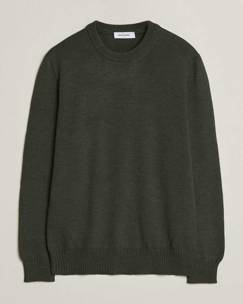 Gran Sasso Merino Knitted Crew Neck Olive Melange – Vert