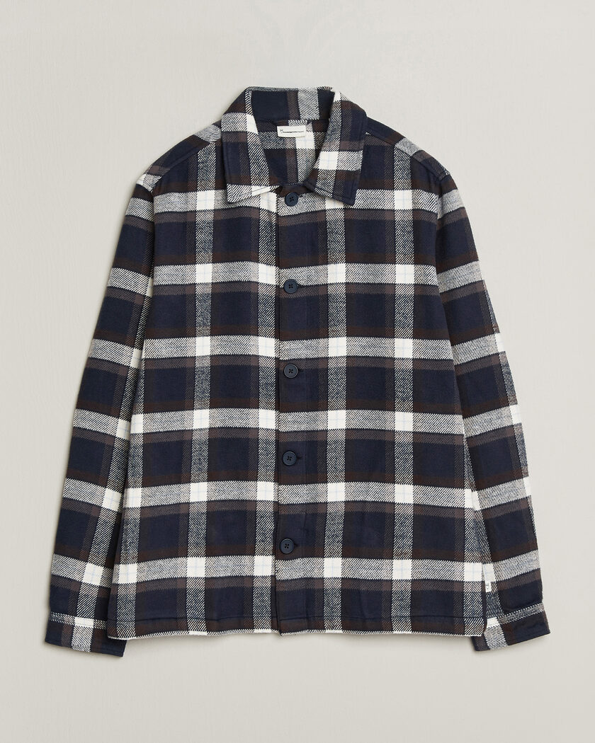 KnowledgeCotton Apparel Flannel Check Overshirt Navy – Bleu