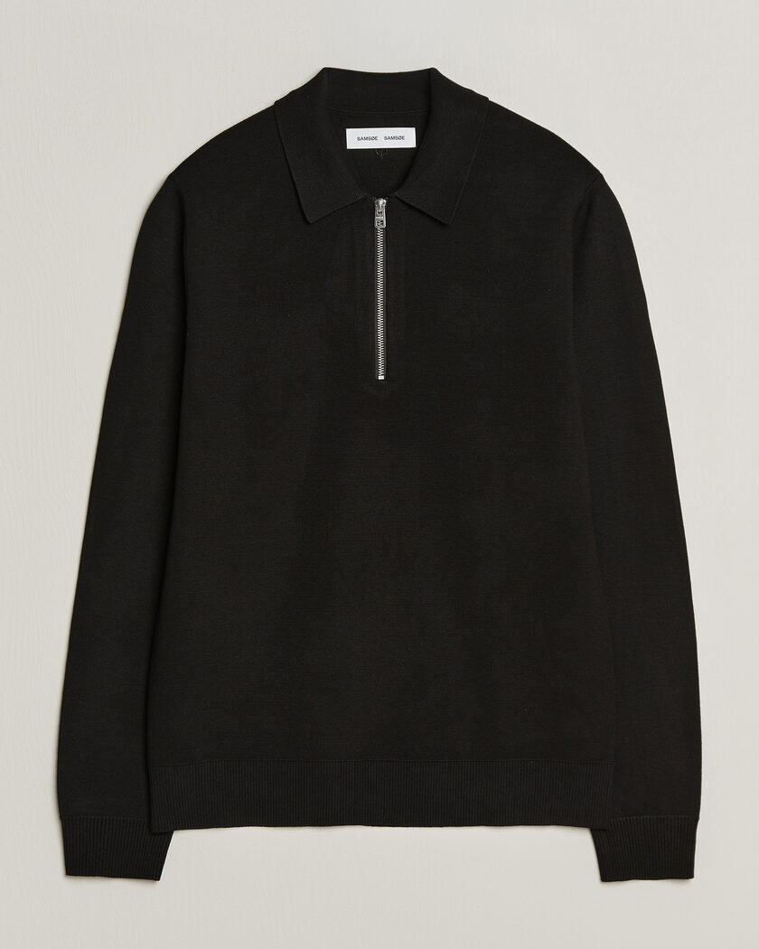 Samsøe Samsøe Matt Half Zip Polo Black – Noir