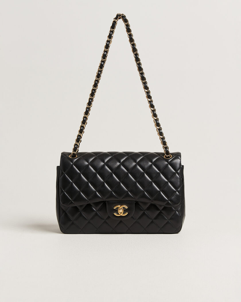 Chanel Pre-Owned Classic Jumbo Double Flap Bag Lambskin Black – Noir