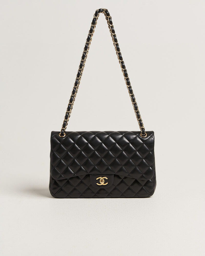 Chanel Pre-Owned Classic Jumbo Double Flap Bag Lambskin Black – Noir