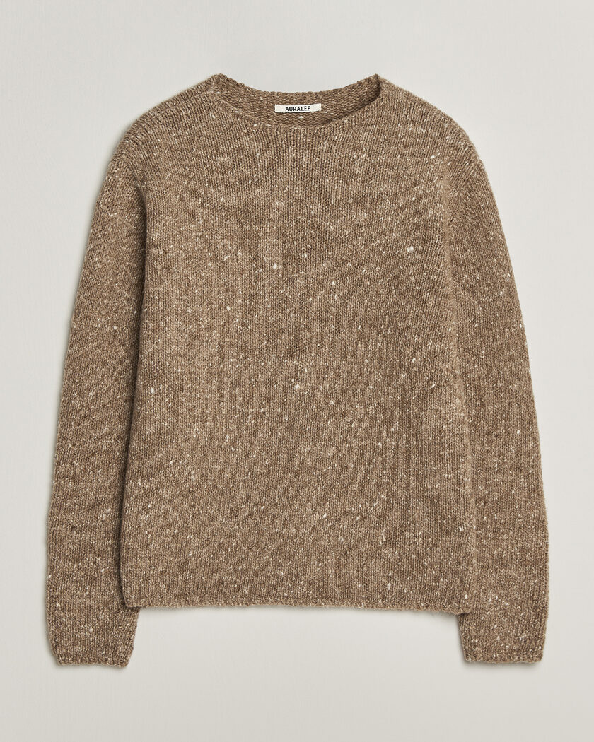 Auralee Homespun Tweed Knit Pullover Top Brown – Marron
