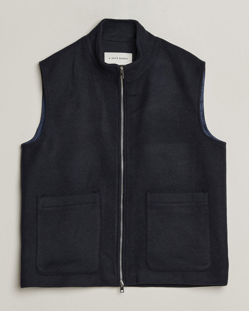 A Day's March Canora Lined Wool Vest Navy – Bleu