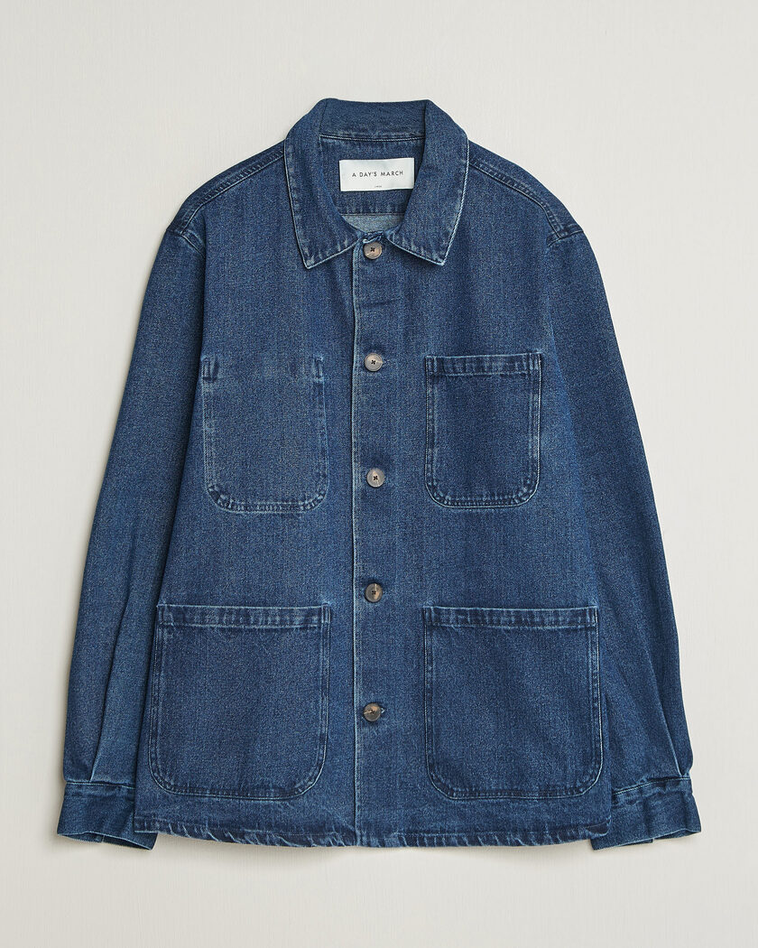 A Day's March Algot Denim Overshirt Dark Blue Wash – Bleu