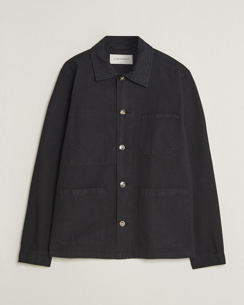 A Day's March Original Herringbone Overshirt Black – Noir