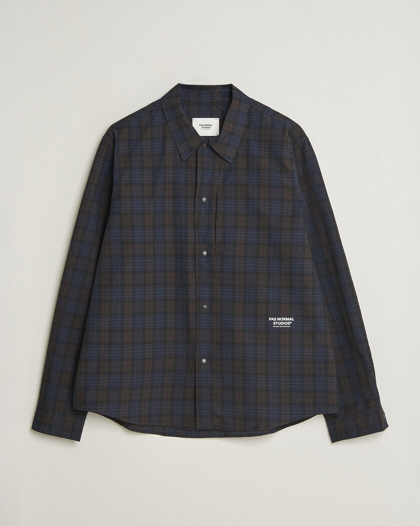  Pas Normal Studios Off-Race Seersucker Shirt Dark Navy – Bleu