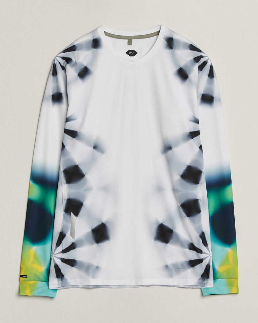 SOAR Running LS Printed Tech T-Shirt White/Grey – Multicolore