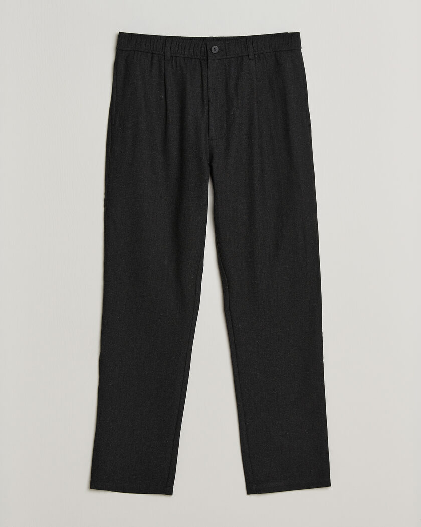  Samsøe Samsøe Bertil Flannel Drawstring Trousers Black Melange – Noir