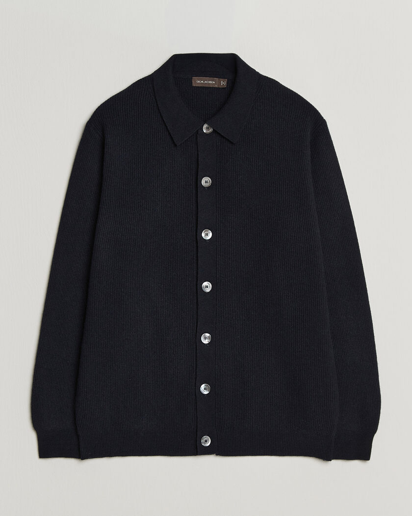 Oscar Jacobson Federico Wool/Cashmere Cardigan Navy – Bleu