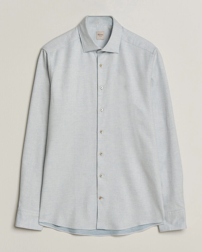 Stenströms Slimline Flannel Shirt Light Blue – Bleu
