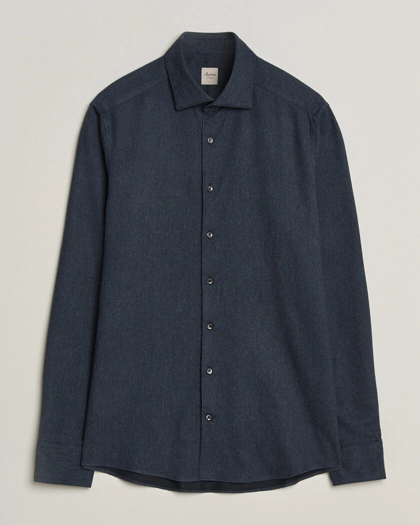 Stenströms Slimline Flannel Shirt Navy – Bleu