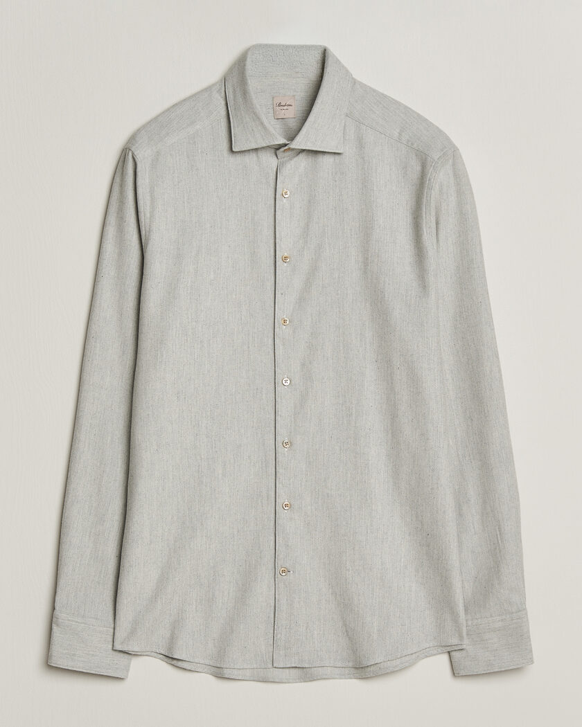 Stenströms Slimline Flannel Shirt Light Grey – Gris