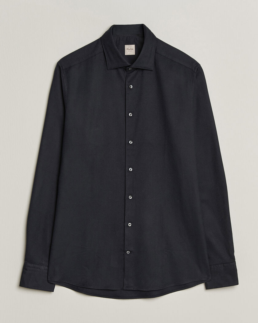 Stenströms Slimline Flannel Shirt Black – Noir