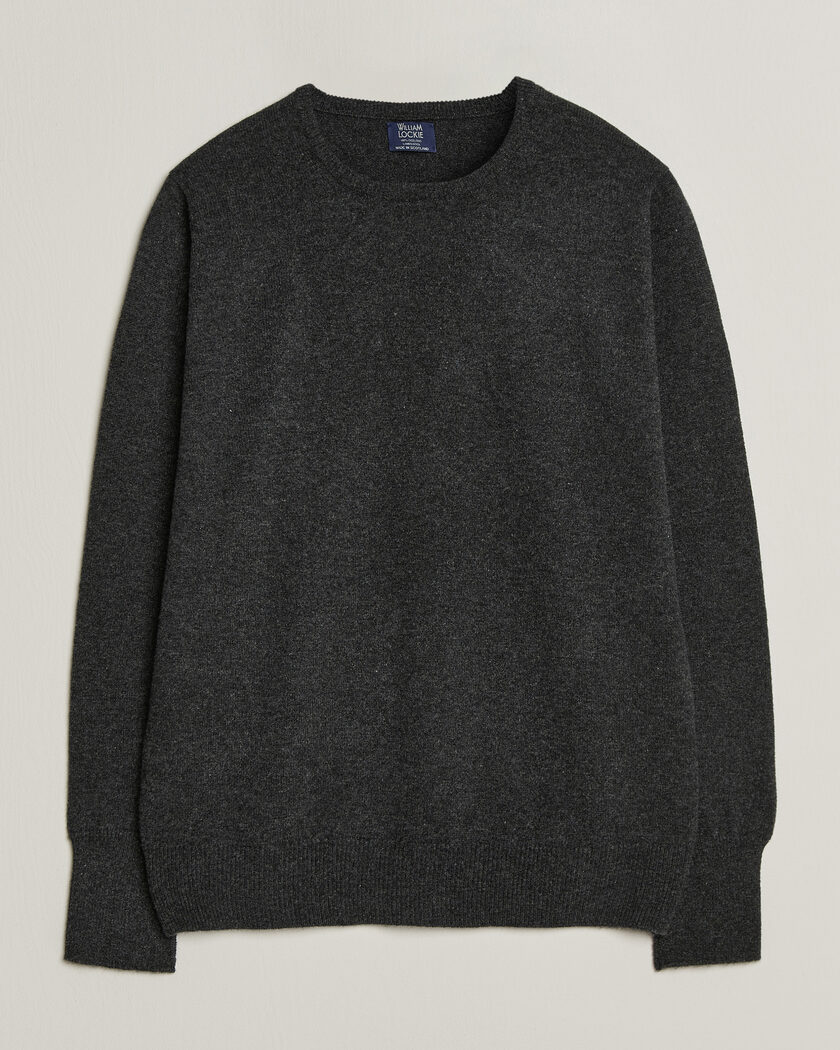 William Lockie Rob Lambswool Crewneck Charcoal – Gris