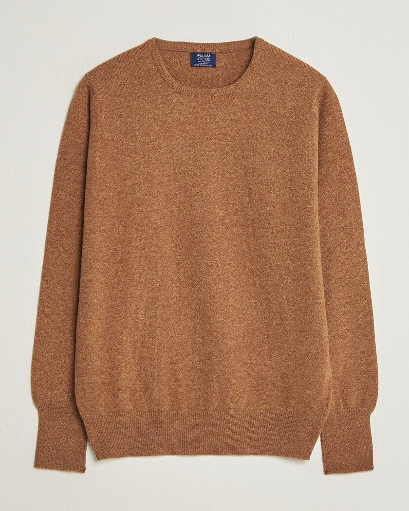 William Lockie Rob Lambswool Crewneck Driftwood – Marron