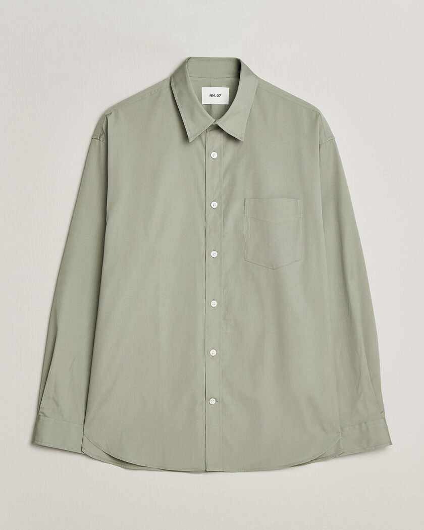 NN07 Skyler Relaxed Fit Supima Cotton Shirt Pale Green – Vert