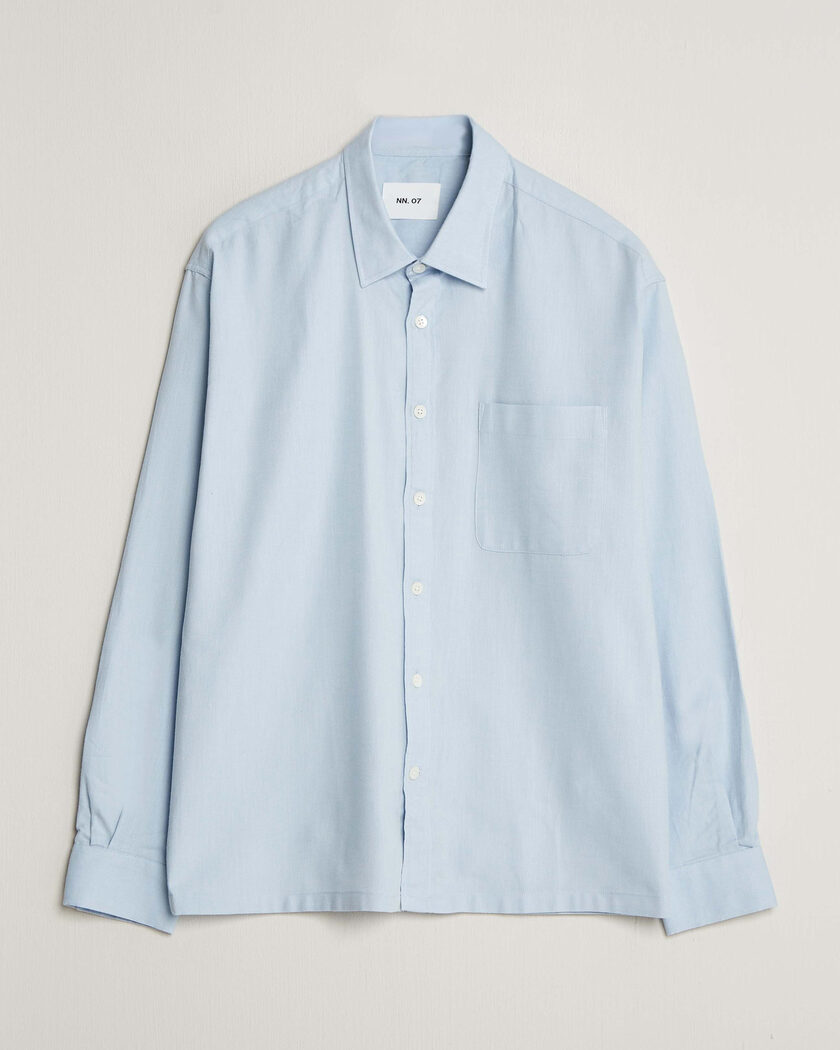 NN07 Deon Brushed Light Flannel Shirt Sky Mist – Bleu